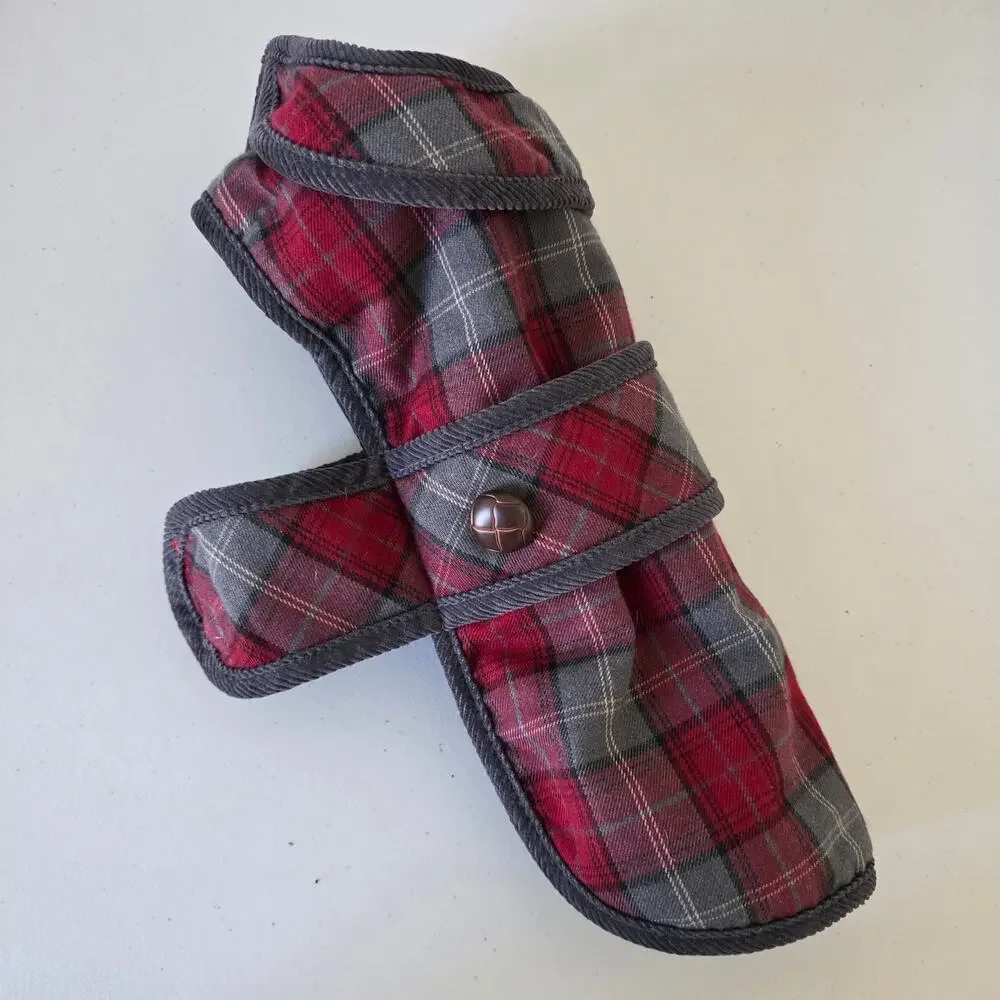 WAG n WOOF Red Gray Plaid Dog Coat Jacket with Fleece Lining Size Small